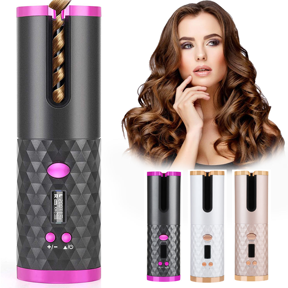 Rechargeable Automatic Hair Curler Women Portable Hair Curling Iron LCD Display Ceramic Curly Rotating Curling Wave Styer Rechargeable Automatic Hair Curler Women Portable Hair Curling Iron LCD Display Ceramic Curly Rotating Curling Wave Styer